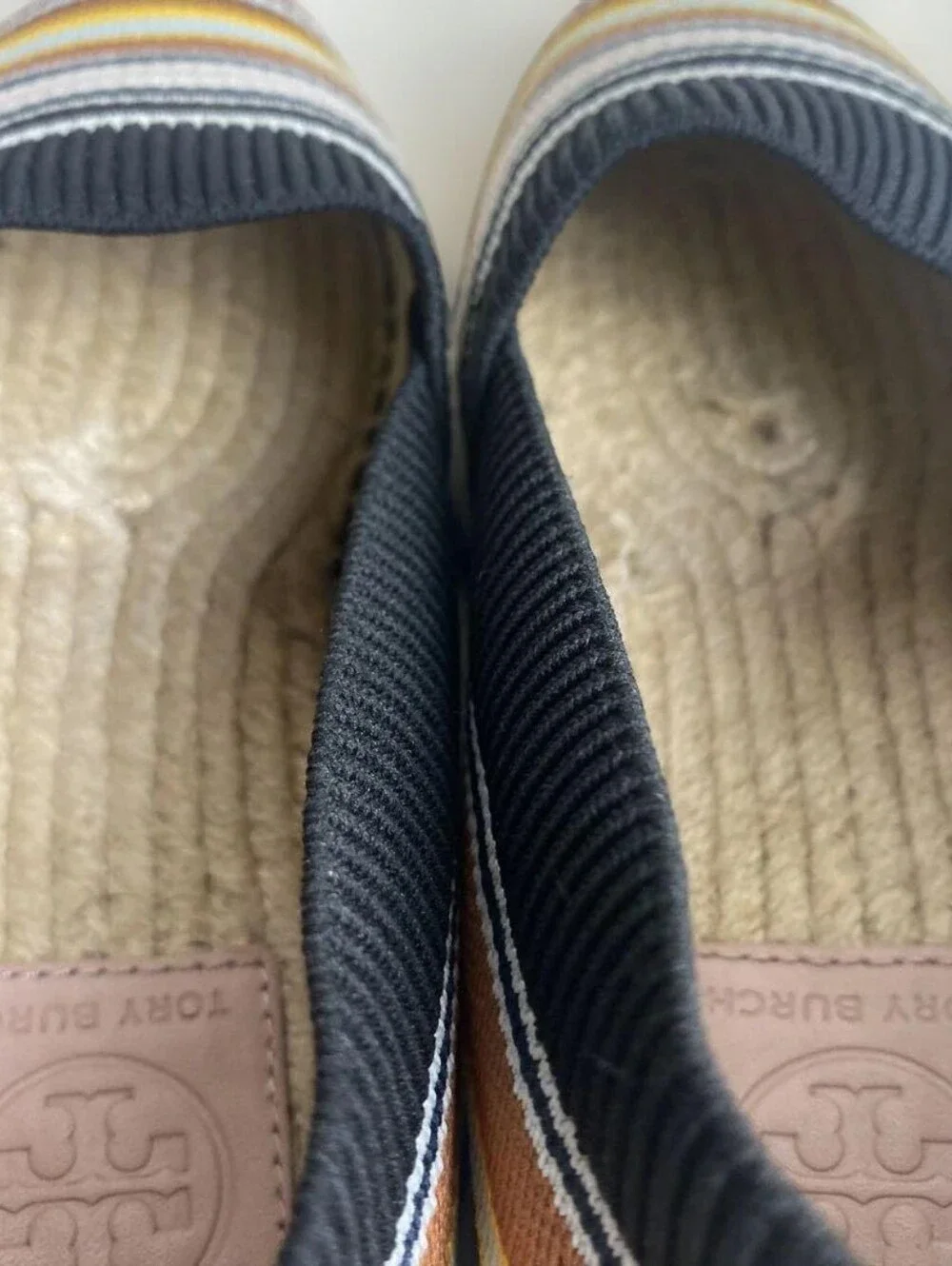 Tory Burch Daisy Multi Color Stripe Knit Espadrille Platform Shoes Women Sz 8.5